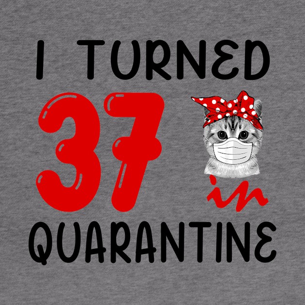 I Turned 37 In Quarantine Funny Cat Facemask by David Darry